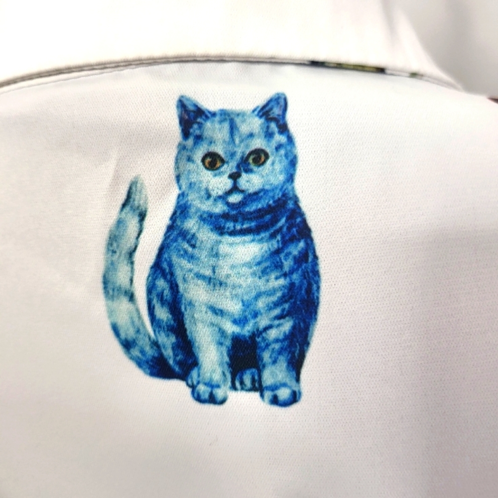 Cat Print Button Shirt Graphic Pattern Short Slee… - image 3